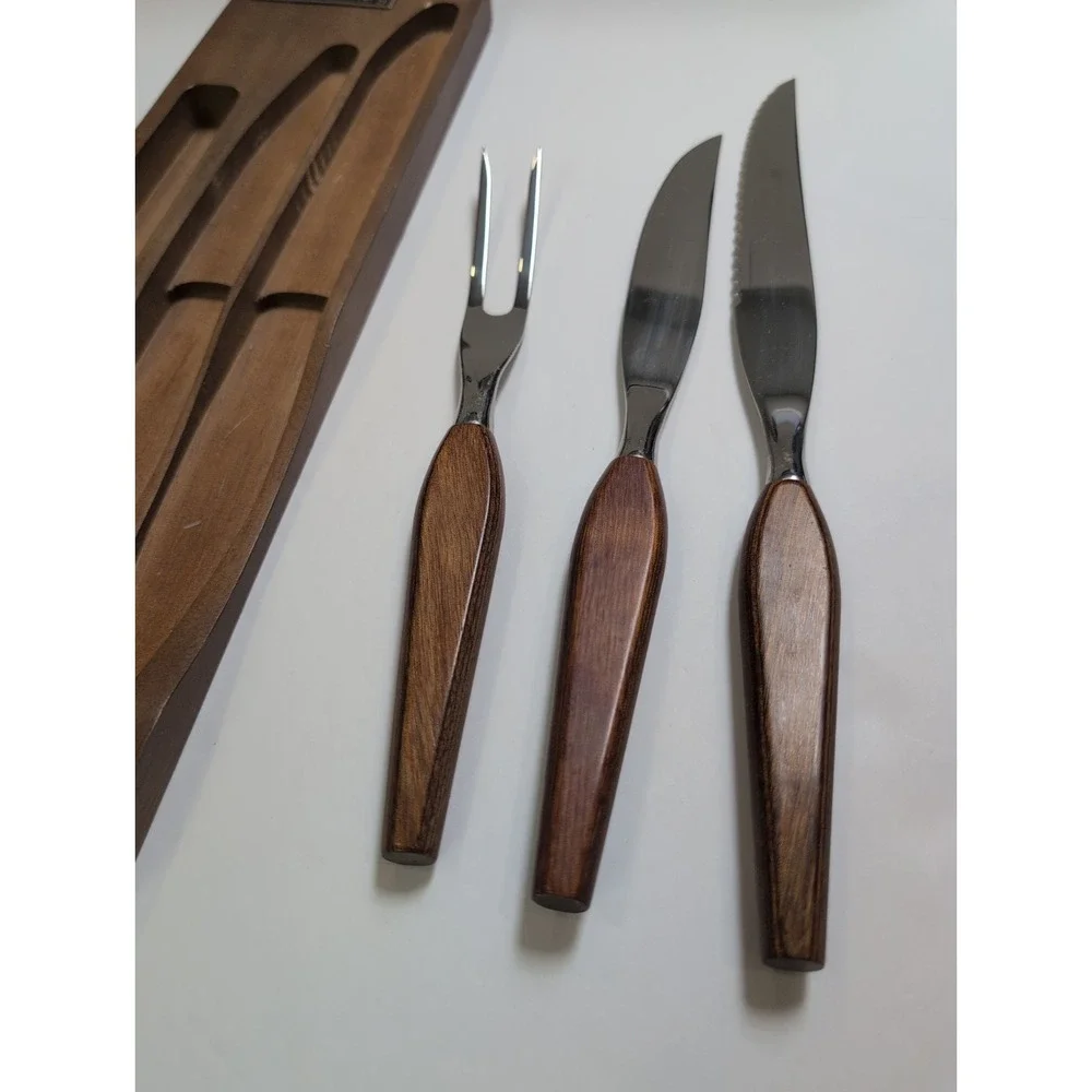 VTG Carving SetTown and Country 3 pc By Washington Forge Serving Fork Two Knives